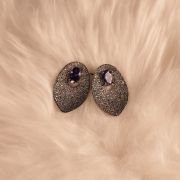 Rodium Sapphire Diamond stud