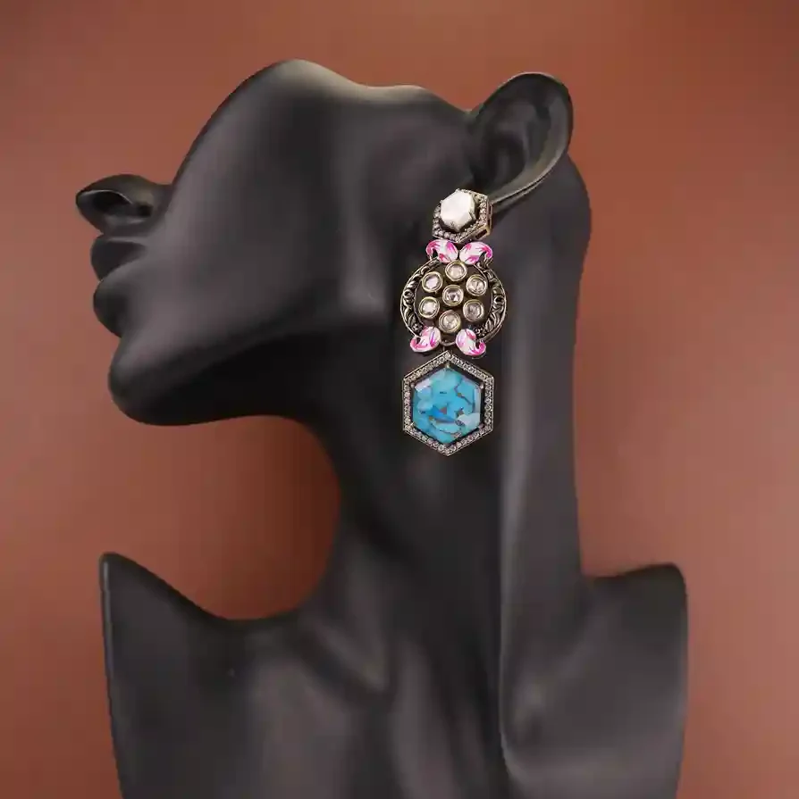 Mahi Kundan earrings-Black