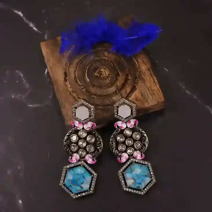 Mahi Kundan earrings-Black