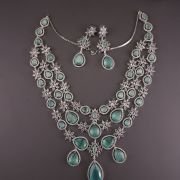 Brass Real AD Necklace Jewelry Navratan Necklace Set