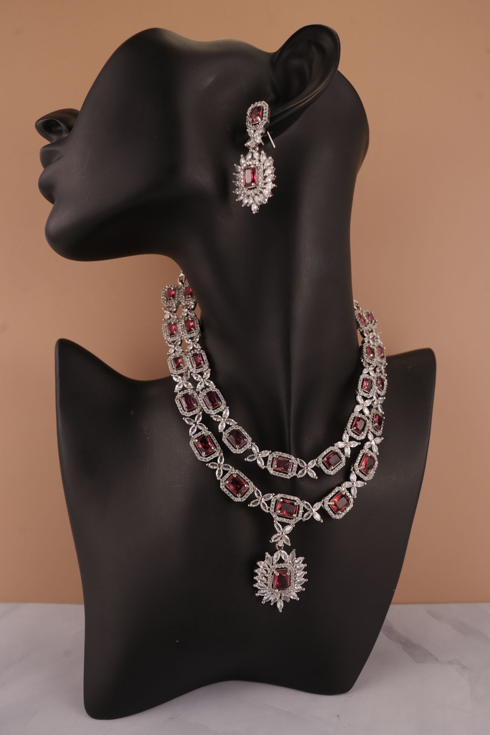 Cubic zirconia emerald necklace, Long Necklacs