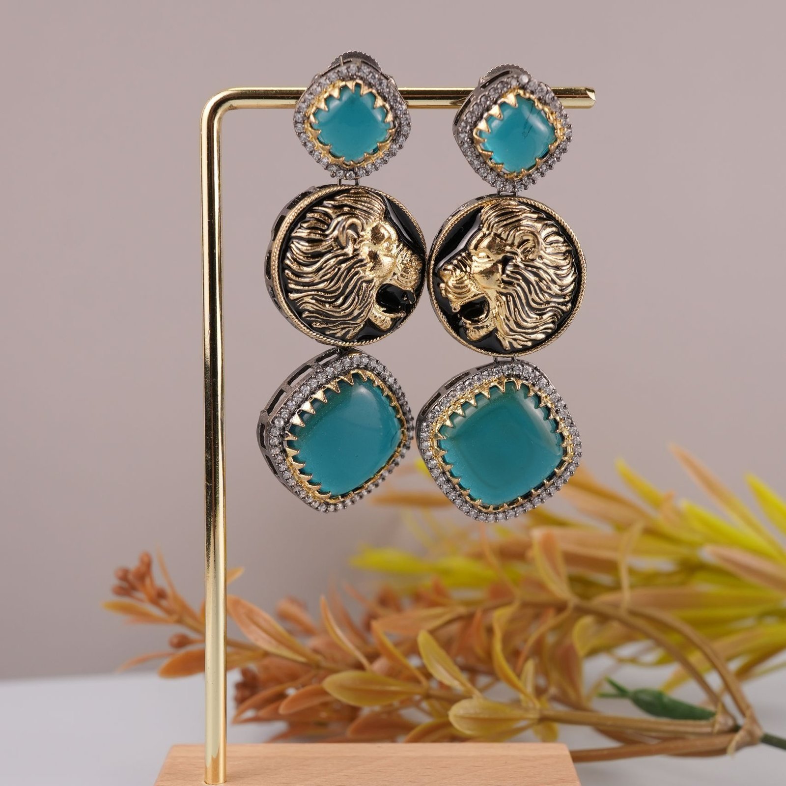 Sabyasachi inspired gold plated brass drop earring –