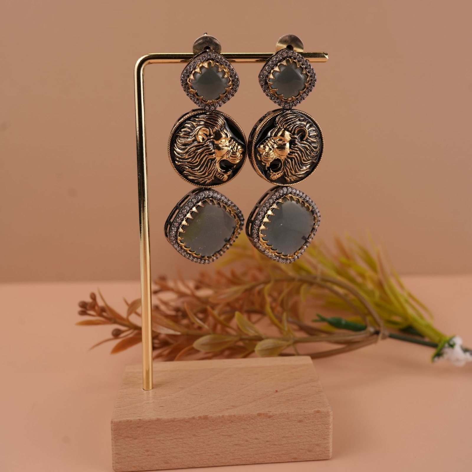 Sabyasachi inspired gold plated brass drop earring –