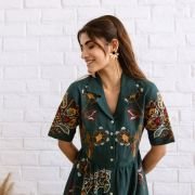 Embroidered Boho Bloom Midi Dress