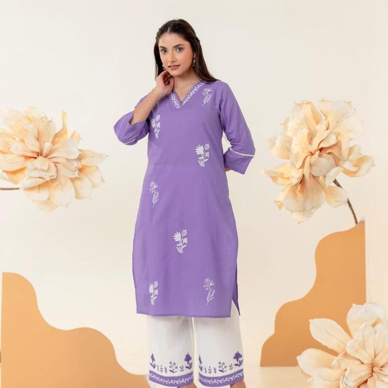 Chikankari style Cotton Co-ord set