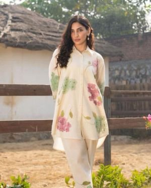 Floral Cotton Shirt Tunic With Pant