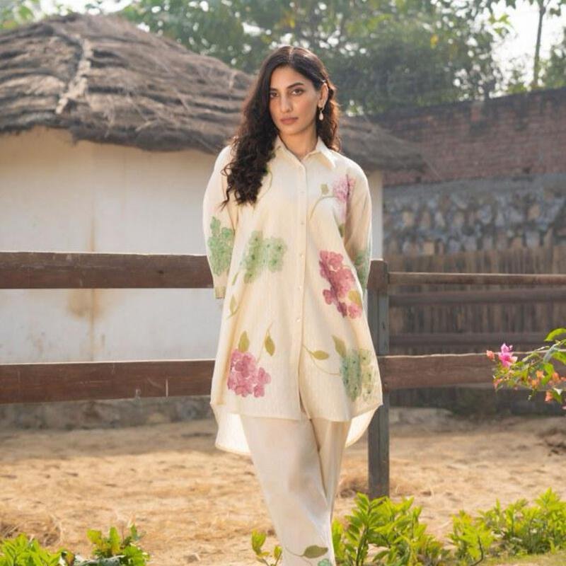 Floral Cotton Shirt Tunic With Pant