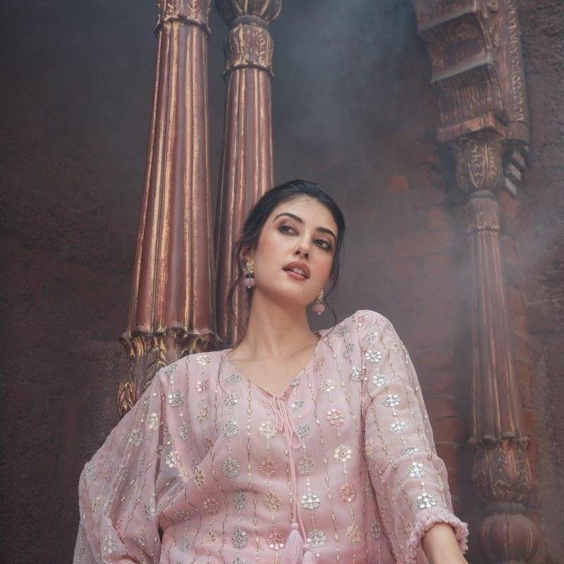 Elegant pink embroidered co-ord set
