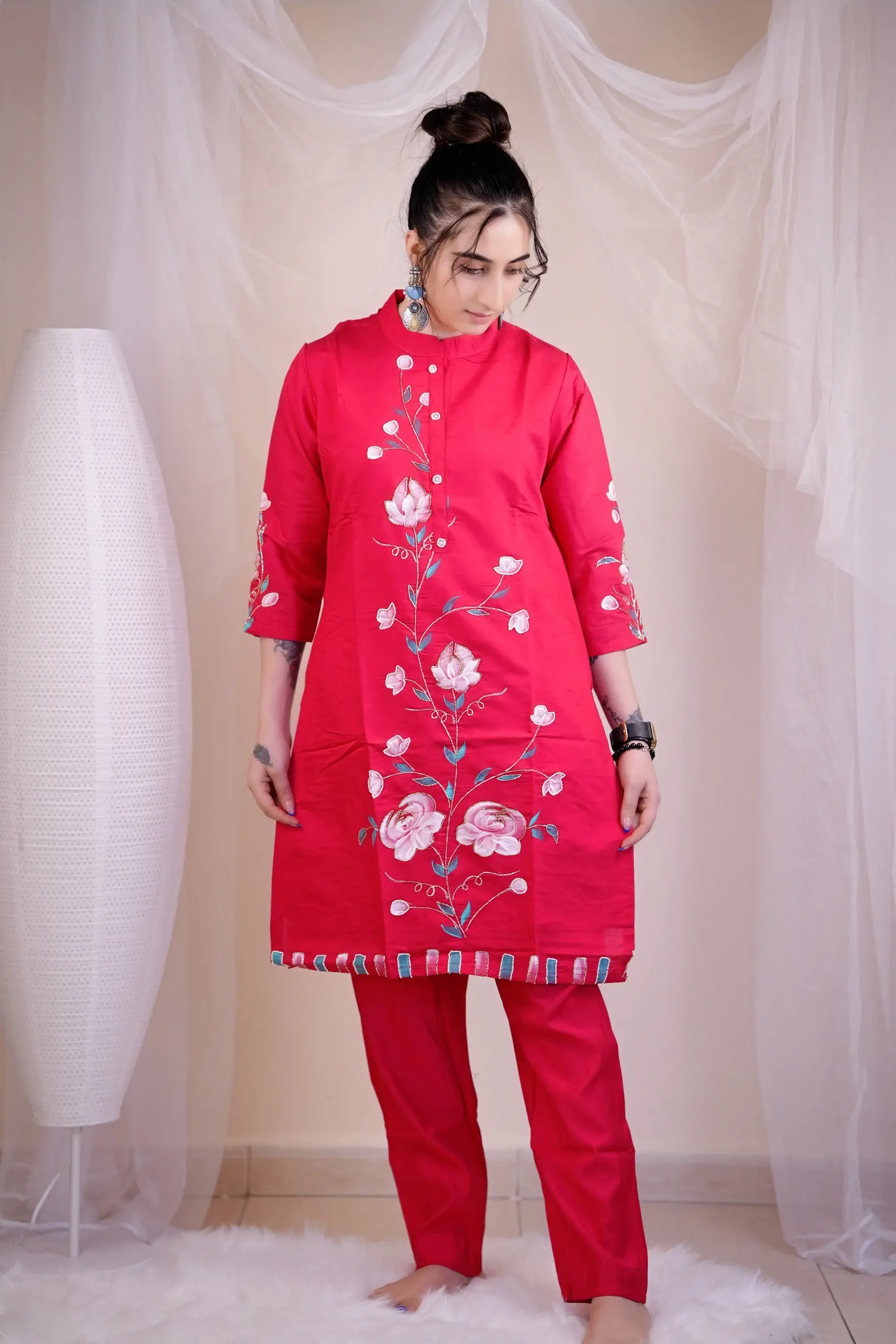 Alizey printed red co-ord set (2 piece)
