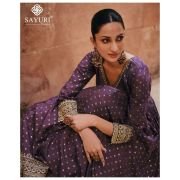 Viscose Reception Gown in Purple and Violet with Bugle Beads work