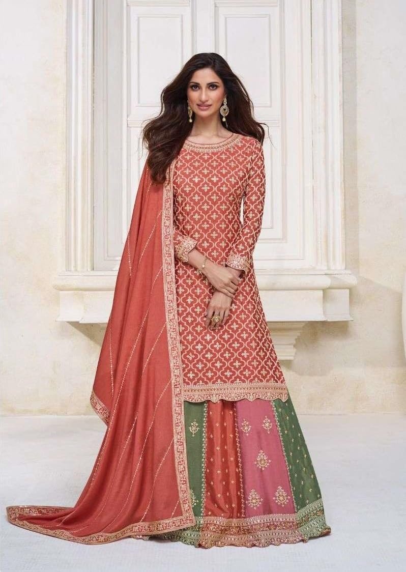 Embroidered Straight Ghagra Style Suit