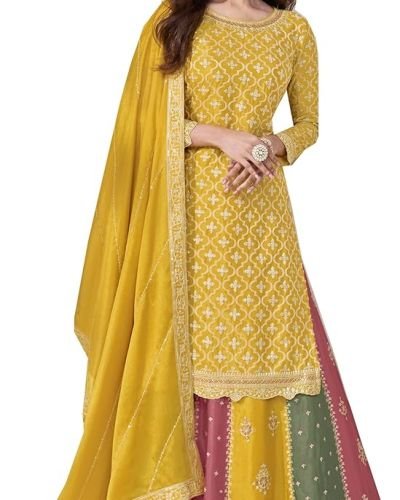 Aashirwad Collection 3 Piece Embroidered Straight Ghagra Style Salwar Suit