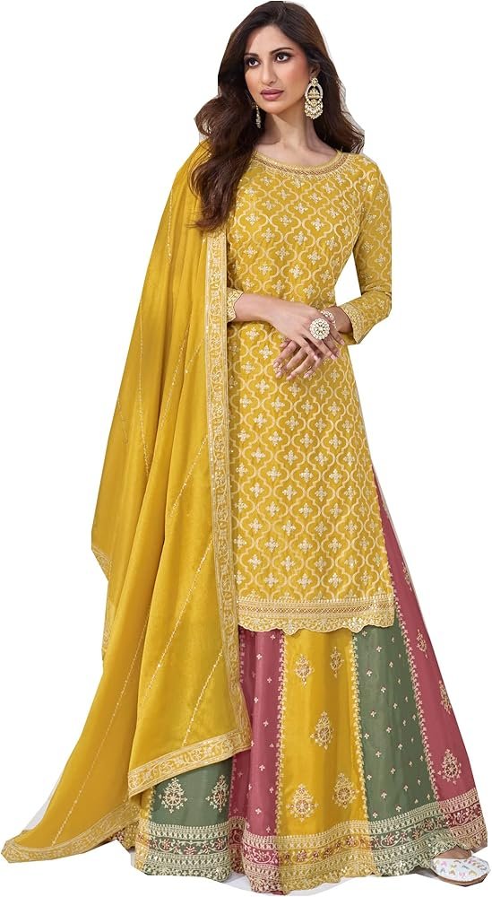 Aashirwad Collection 3 Piece Embroidered Straight Ghagra Style Salwar Suit