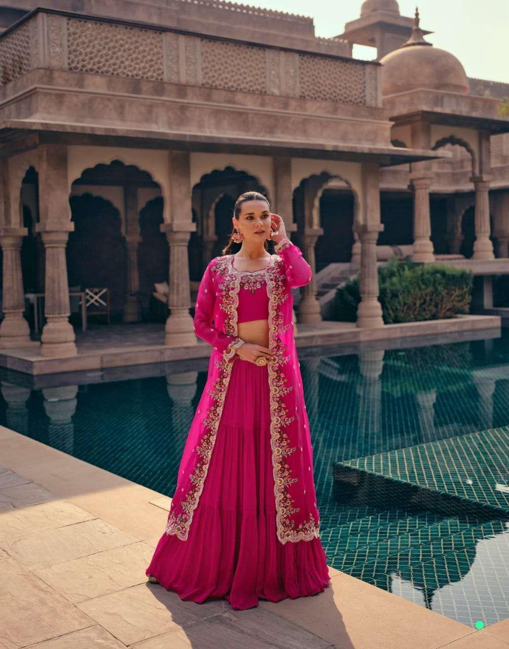 Rani Georgette Plain Work Readymade Lehenga Choli