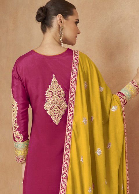 Multicolor Embroidered Palazzo Salwar Suit Set