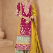 Multicolor Embroidered Palazzo Salwar Suit Set