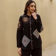 Embroidered Cotton Shirt With Pants