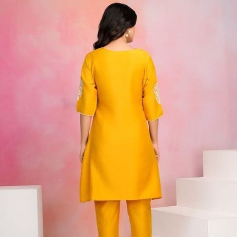 Mustard Printed Comfort Fit Co Ord Set
