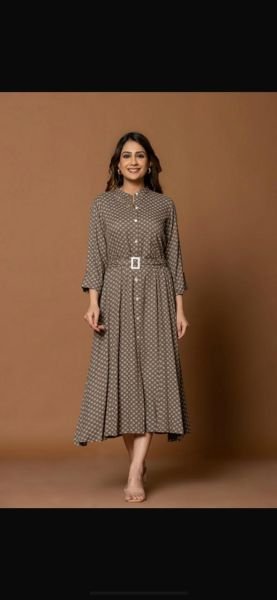 CHIC ASH GREY BELTED DRESS