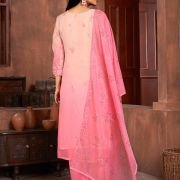 Beautiful Pink Colour Organza Fabric Designer Girlish Readymade Suit Stitched