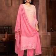 Beautiful Pink Colour Organza Fabric Designer Girlish Readymade Suit Stitched