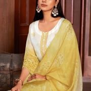 Beautiful Mustard Colour Organza Fabric Designer