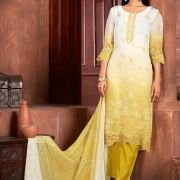 Beautiful Mustard Colour Organza Fabric Designer