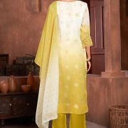 Beautiful Mustard Colour Organza Fabric Designer