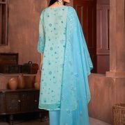 Beautiful Blue Colour Organza Fabric Designer