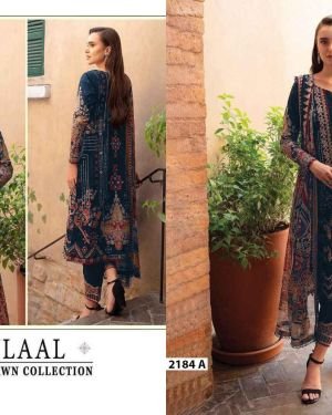NAVY BLUE PAKISTANI LAWN COTTON WITH PATCH WORK