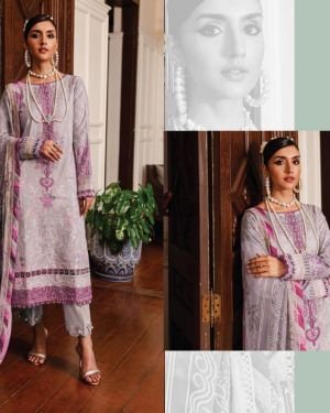 LILAC  PAKISTANI LAWN COTTON WITH PATCH WORK