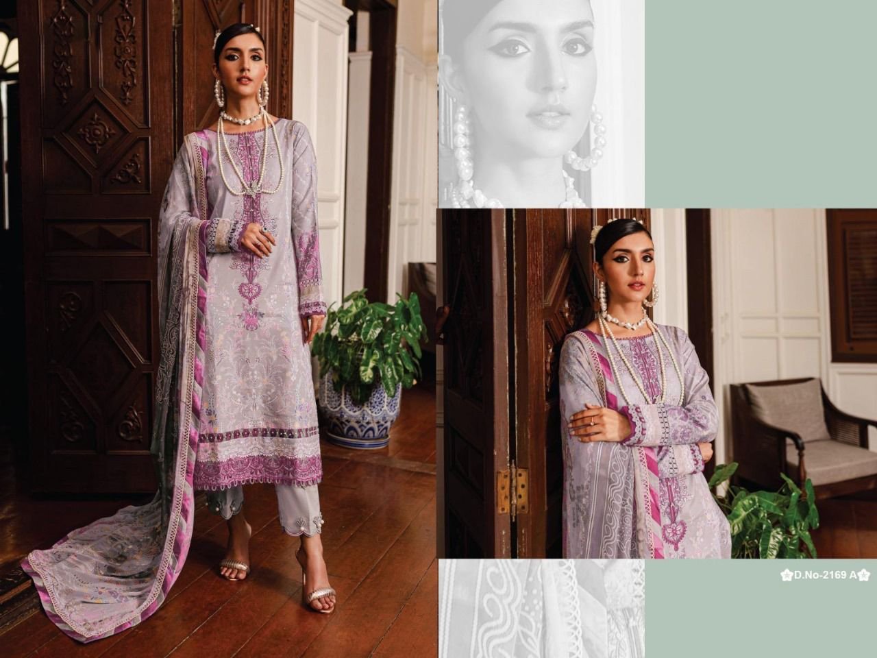 LILAC  PAKISTANI LAWN COTTON WITH PATCH WORK