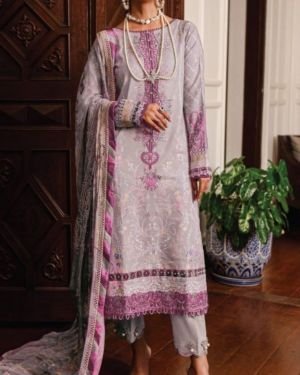 LILAC  PAKISTANI LAWN COTTON WITH PATCH WORK
