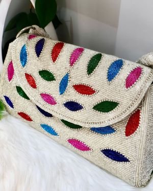Designer clutch box handbag multicolor