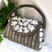Seashell Embellished Hand Beaded Clutch Bag