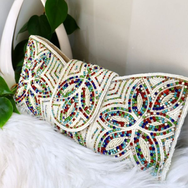 Embellished Beaded Clutch Bag