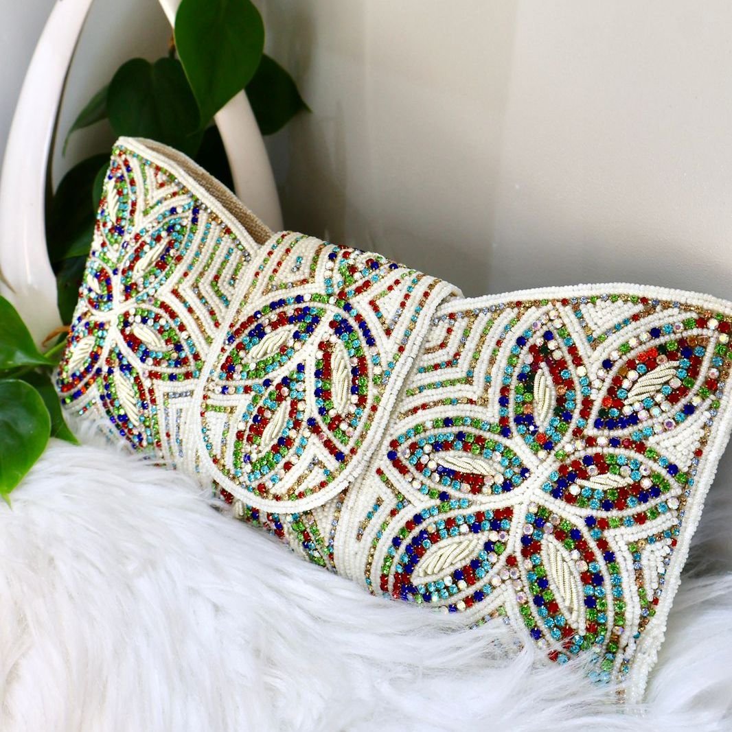Embellished Beaded Clutch Bag