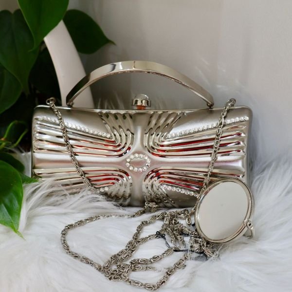 Women Clutch Purse Cross Body Bags - silver
