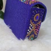 Fashion OVERSEAS Hand Embroidered Box Clutch Bag Purse-Purple