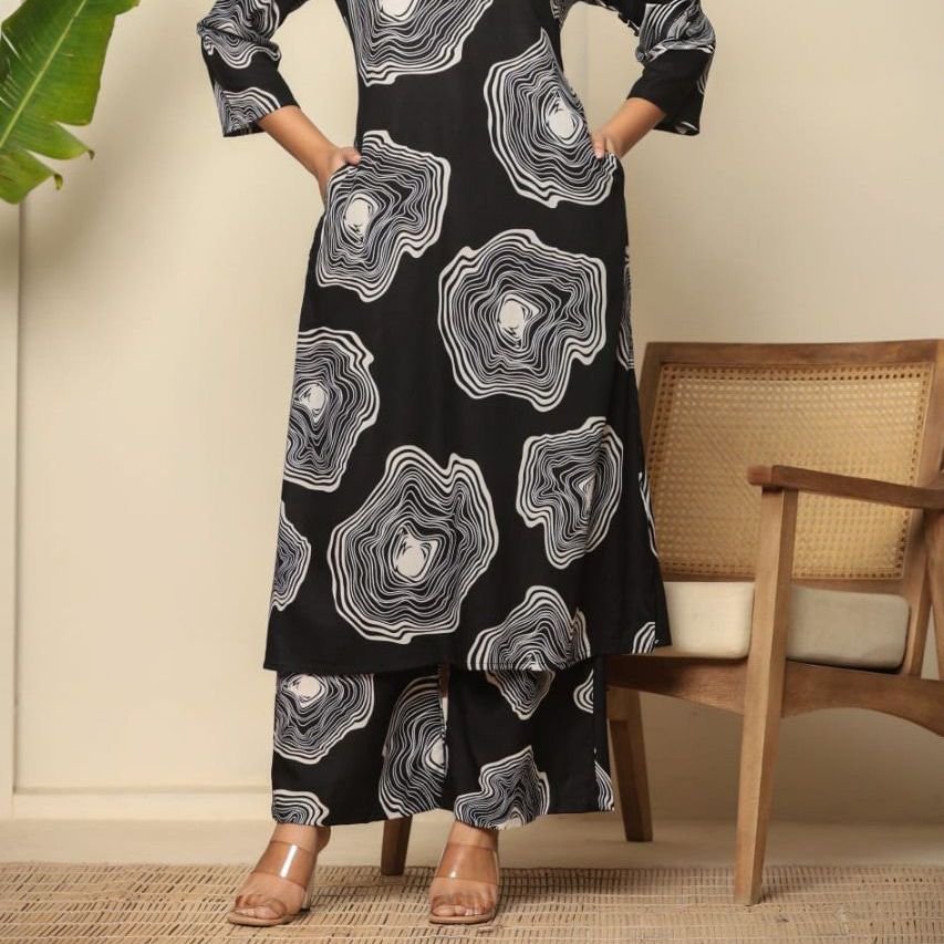 Buy A Black Printed Co-ord Set