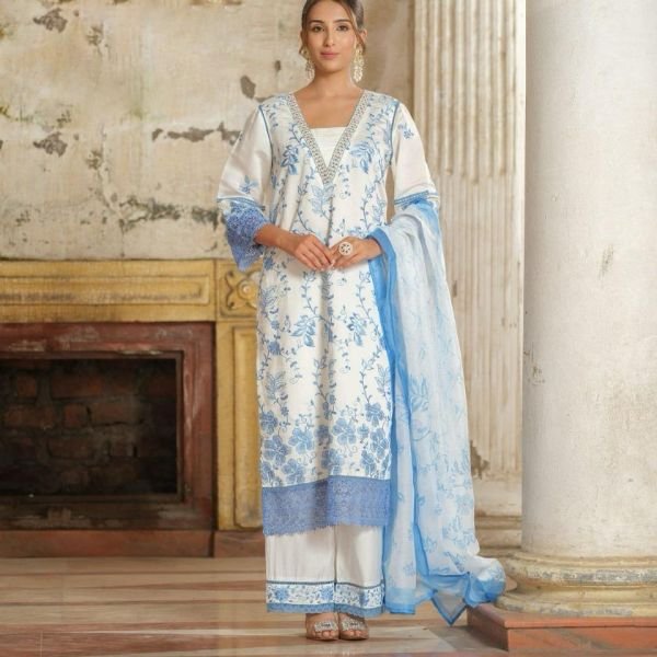 Azure Mist Embroidered Lawn Suit