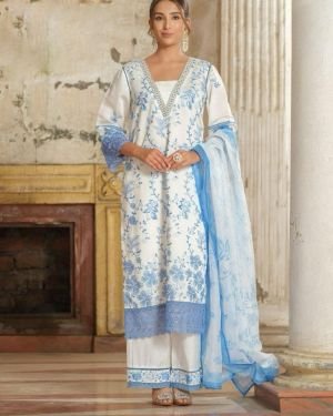 Azure Mist Embroidered Lawn Suit
