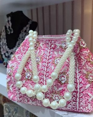 Design Embroidery Silk Handcrafted Potli in Pink